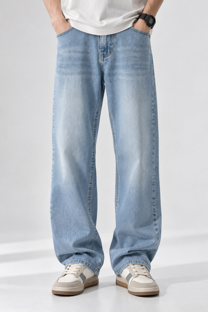 Heren Straight Leg Jeans | Washed Look