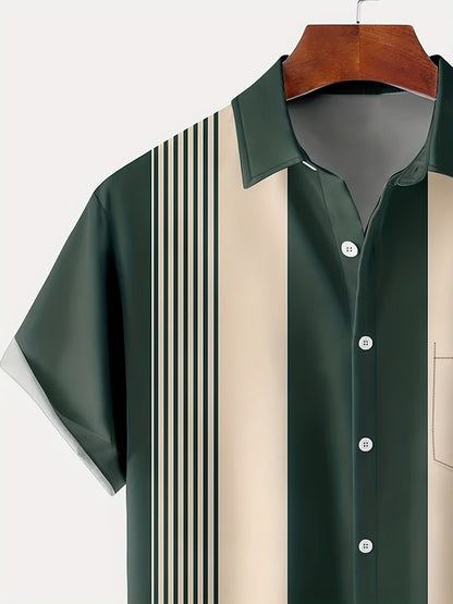 Retro overhemd met korte mouwen en geometrisch design