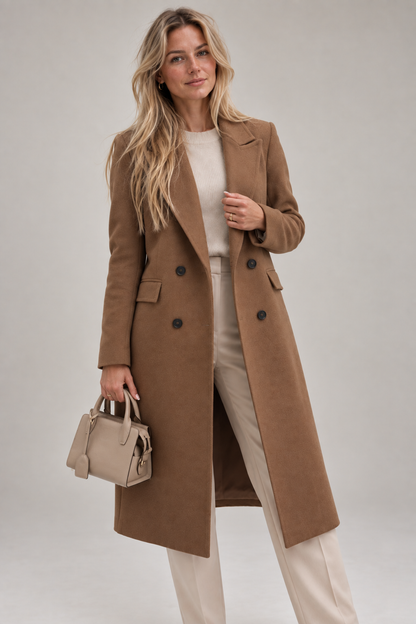 Dames Trenchcoat Lange Jas | Dubbele Knopenrij