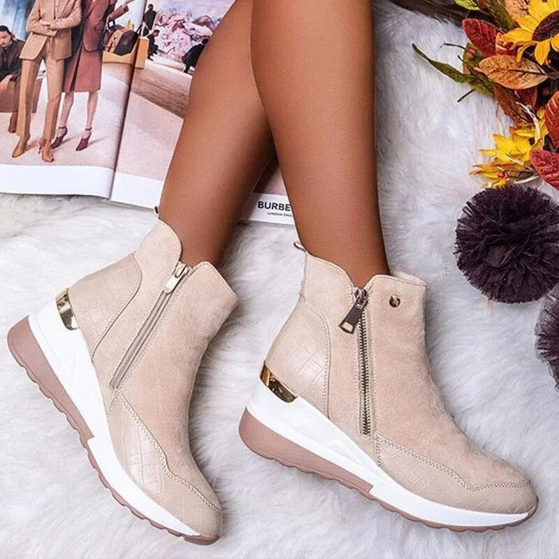 Dames Laarzen Sleehak | Zijrits & Croc-look paneel