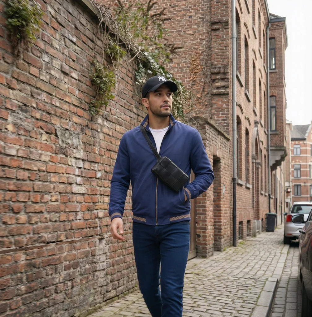 Slim Fit Tussenjas Heren | Geribde Boorden en Taille