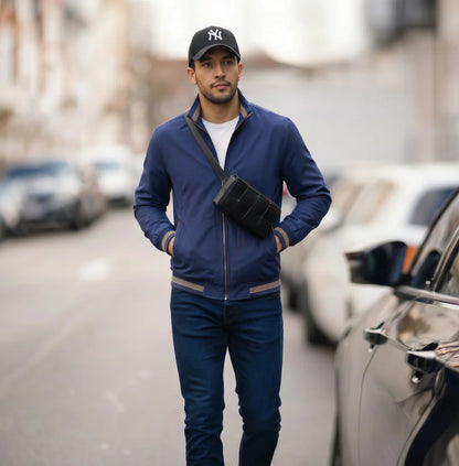 Slim Fit Tussenjas Heren | Geribde Boorden en Taille