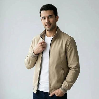 Slim Fit Tussenjas Heren | Geribde Boorden en Taille