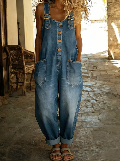 Latzhose Damen Denim | Verstellbare Träger & Aufgesetzte Taschen