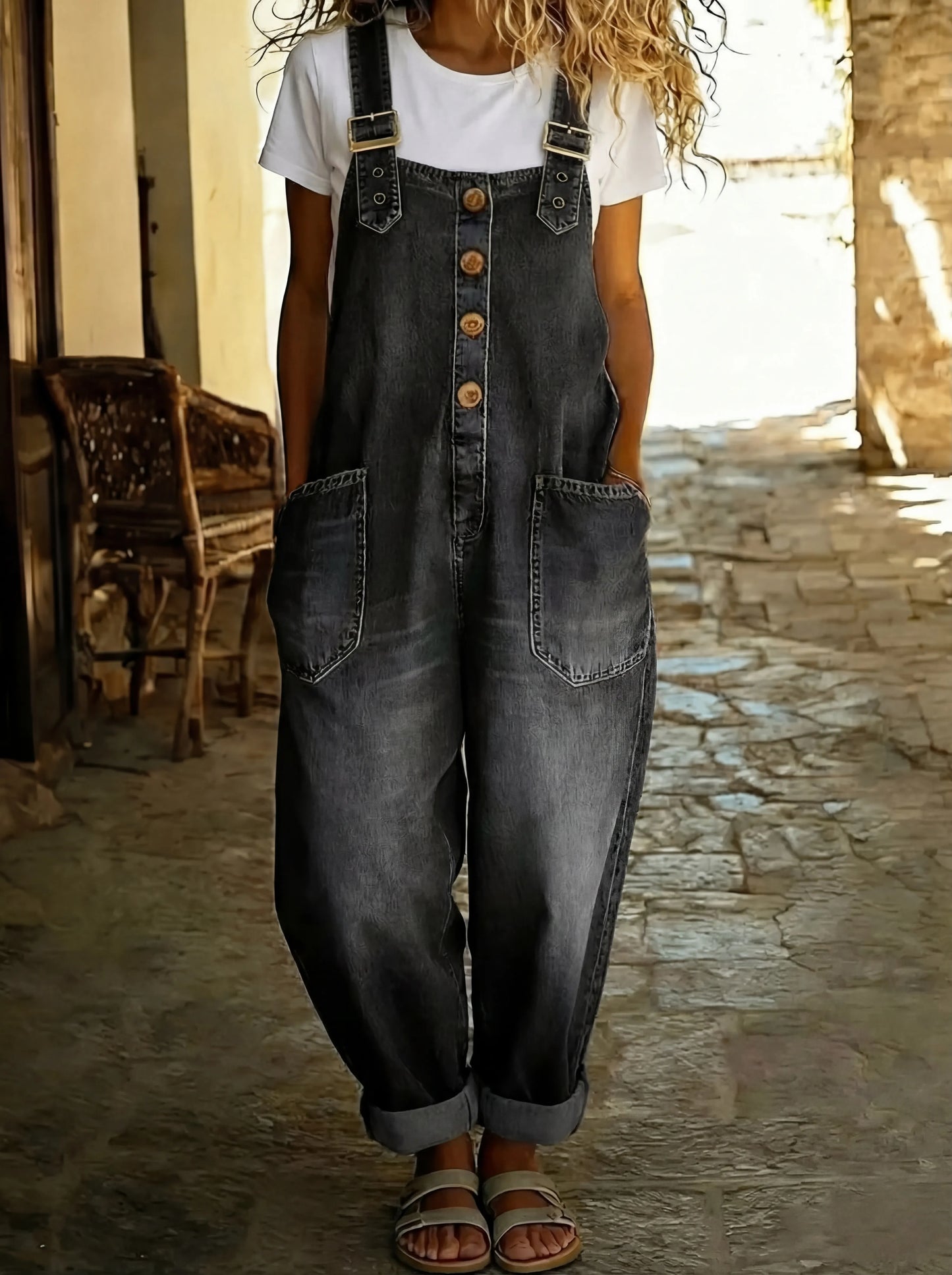Latzhose Damen Denim | Verstellbare Träger & Aufgesetzte Taschen