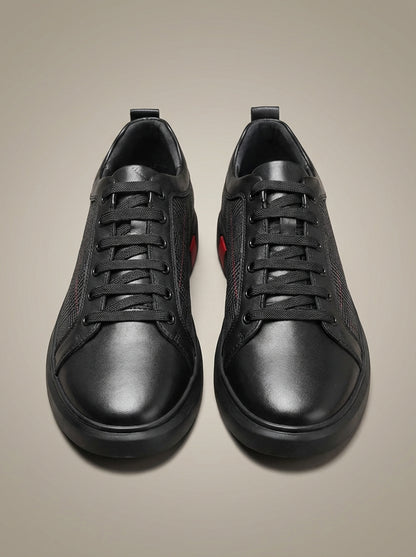 Zwarte Sneakers Heren | Nette Schoenen met Geruit Detail