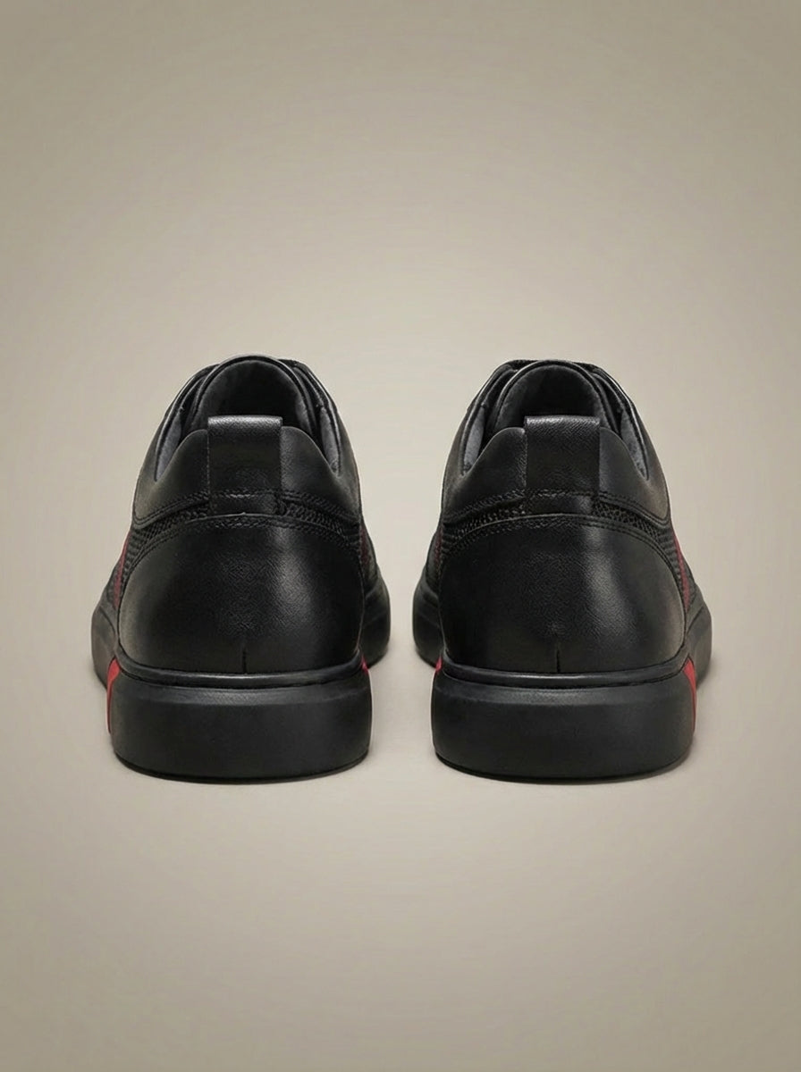 Zwarte Sneakers Heren | Nette Schoenen met Geruit Detail