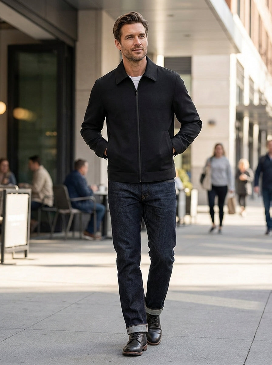 Zomerjas Heren met Kraag | Slanke Pasvorm en Ritssluiting