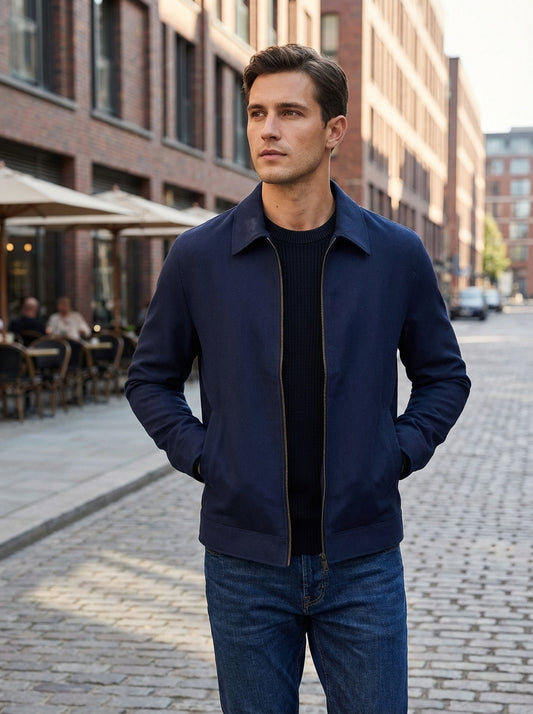 Zomerjas Heren met Kraag | Slanke Pasvorm en Ritssluiting