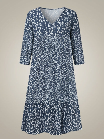 Zomerjurk Dames | Midi Model met V Hals en Print