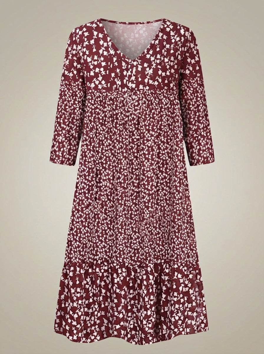 Zomerjurk Dames | Midi Model met V Hals en Print