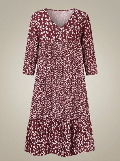 Zomerjurk Dames | Midi Model met V Hals en Print