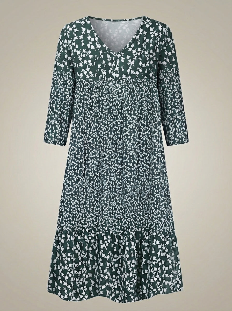 Zomerjurk Dames | Midi Model met V Hals en Print