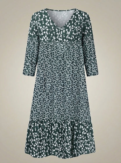 Zomerjurk Dames | Midi Model met V Hals en Print