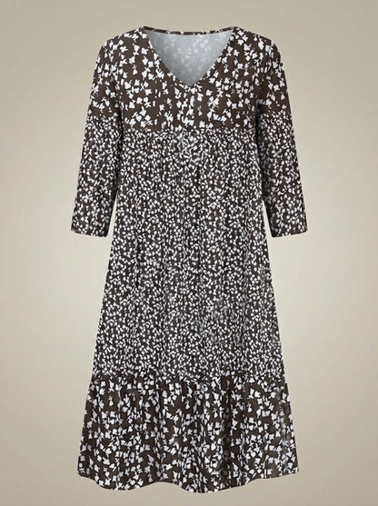 Zomerjurk Dames | Midi Model met V Hals en Print