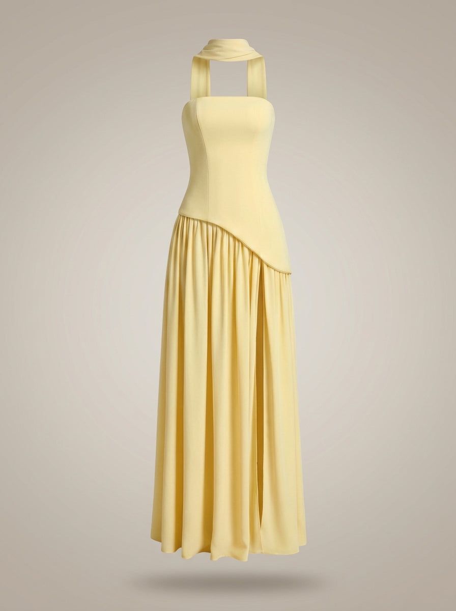 Women's Evening Dress | Strapless Maxi Dress with High Split