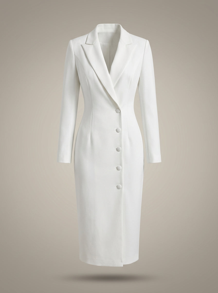 Blazer Jurk Dames | Zakelijk Midi met Lange Mouwen