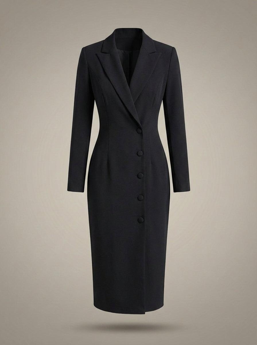 Blazer Jurk Dames | Zakelijk Midi met Lange Mouwen