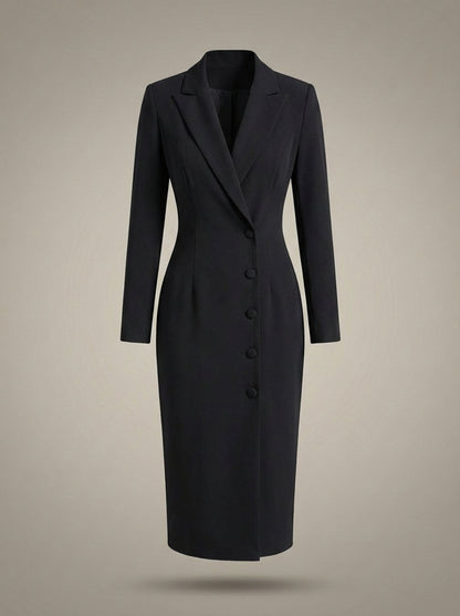 Blazer Jurk Dames | Zakelijk Midi met Lange Mouwen