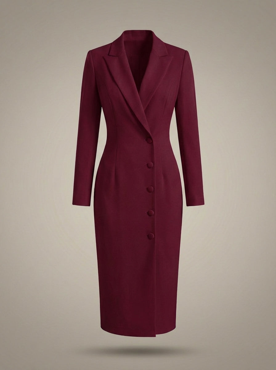 Blazer Jurk Dames | Zakelijk Midi met Lange Mouwen