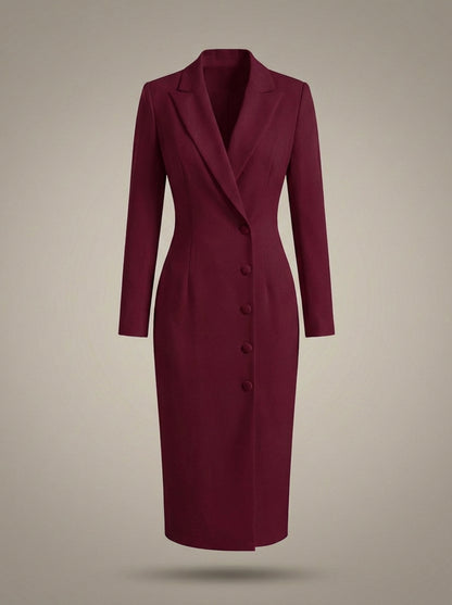 Blazer Jurk Dames | Zakelijk Midi met Lange Mouwen