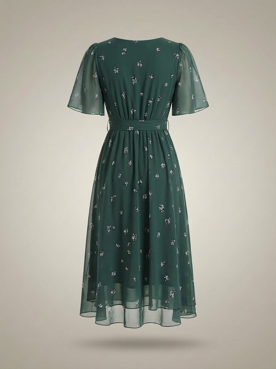 Jurk Dames met Bloemenprint | V-hals met Taillekoord