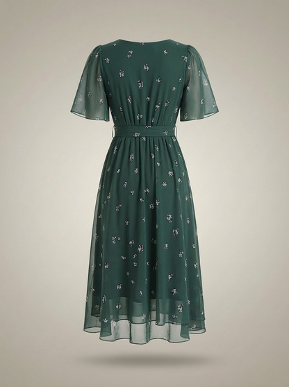 Jurk Dames met Bloemenprint | V-hals met Taillekoord