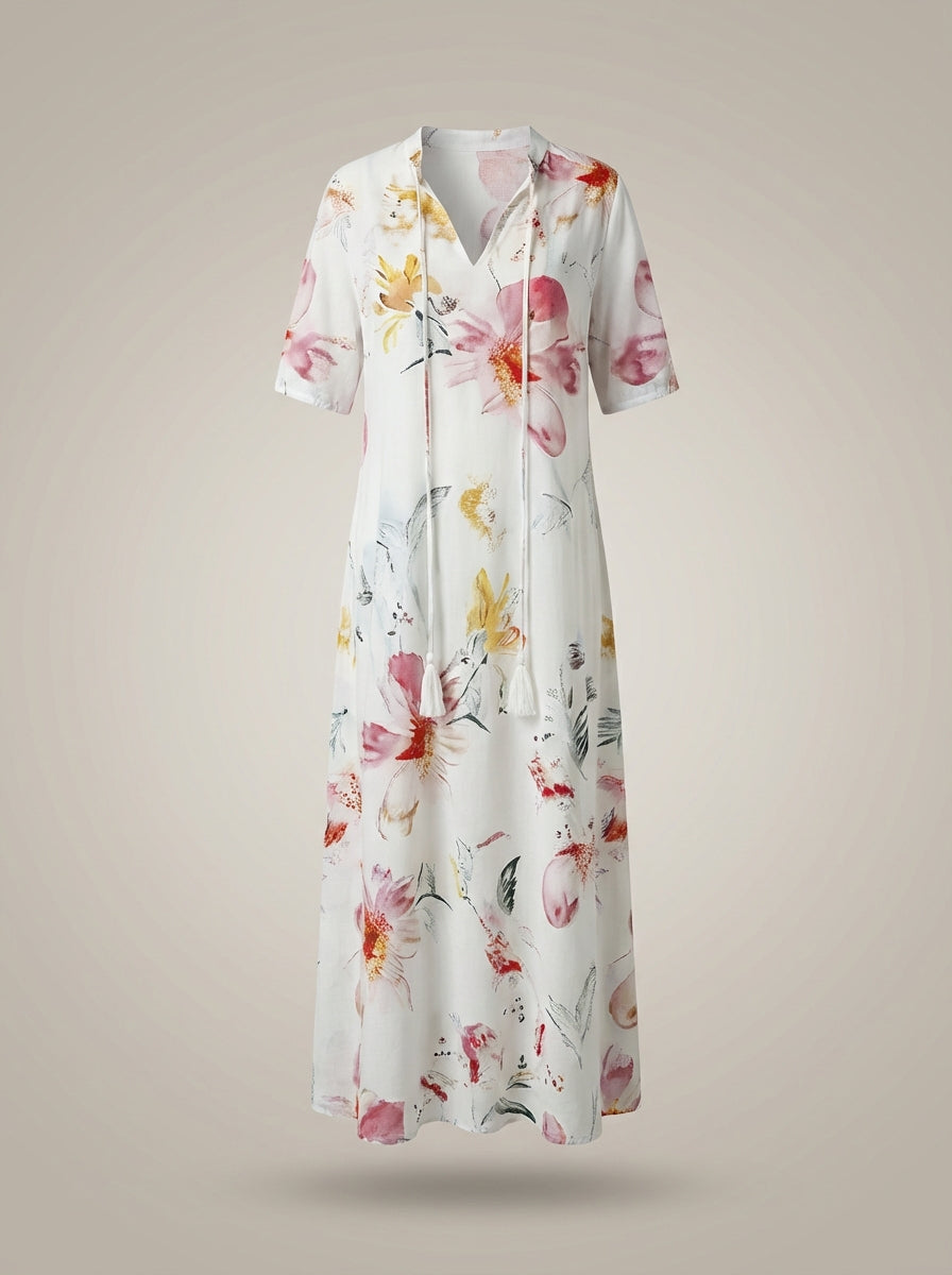 Jurk Dames Bloemenprint | Midi Jurk met V-hals