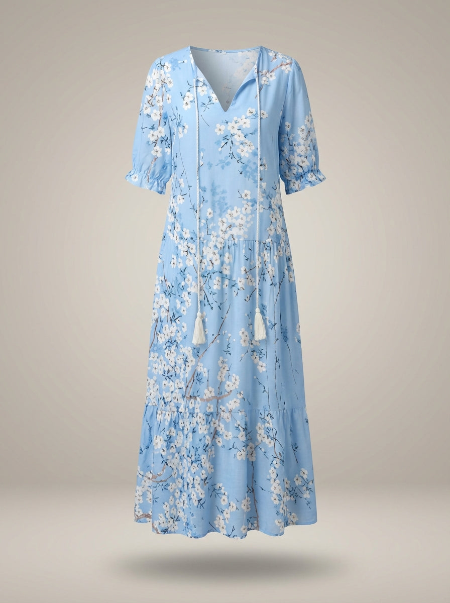 Jurk Dames Bloemenprint | Midi Jurk met V-hals