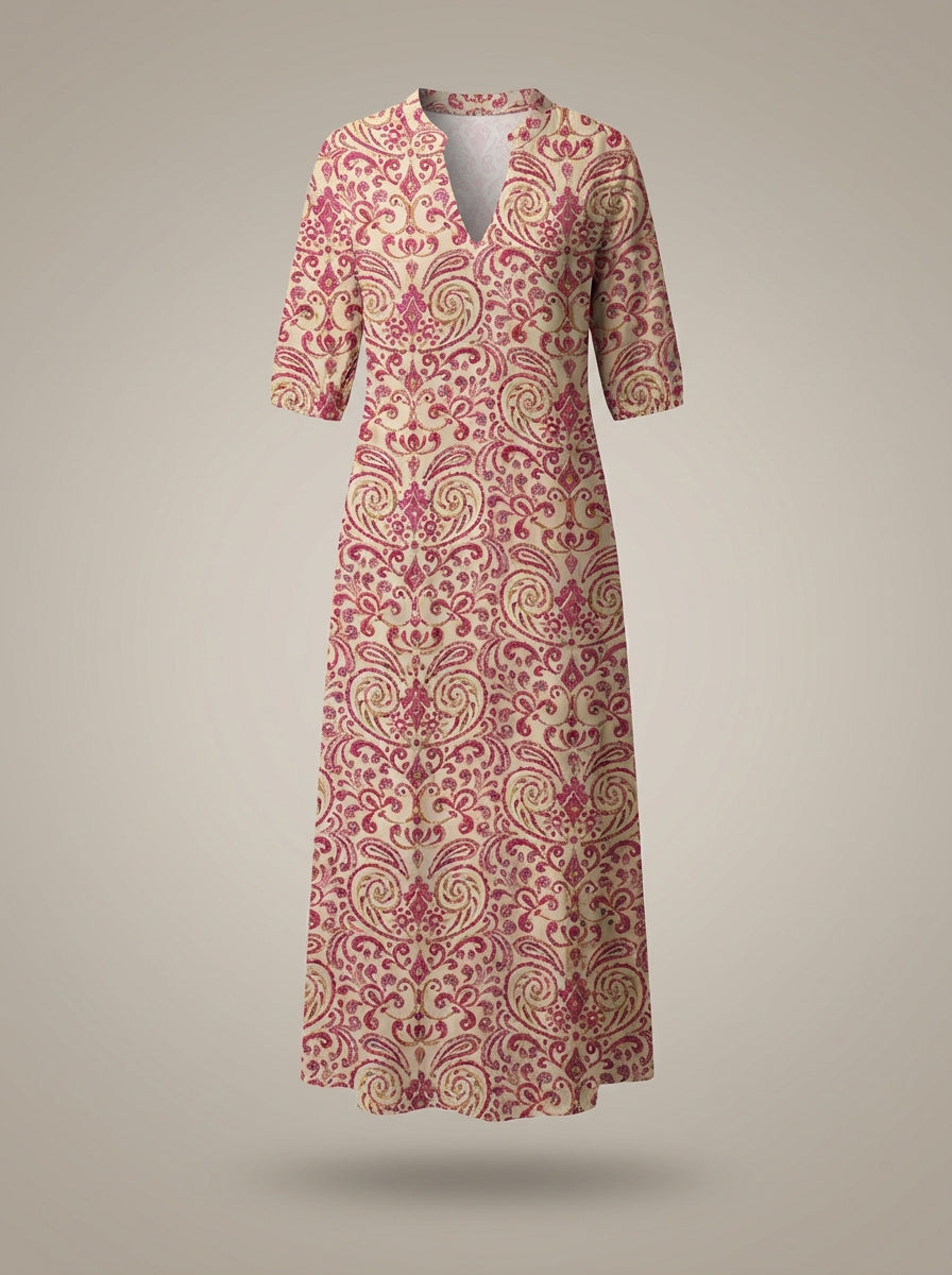 Jurk Dames Bloemenprint | Midi Jurk met V-hals