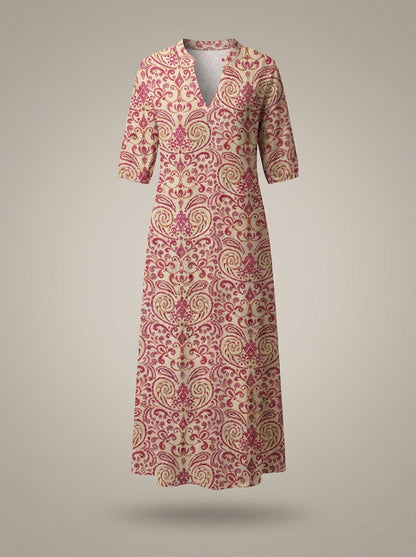 Jurk Dames Bloemenprint | Midi Jurk met V-hals