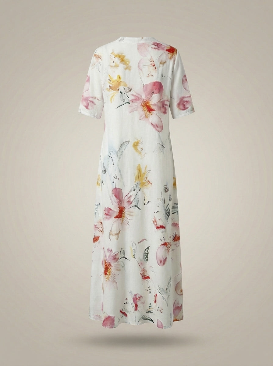 Jurk Dames Bloemenprint | Midi Jurk met V-hals