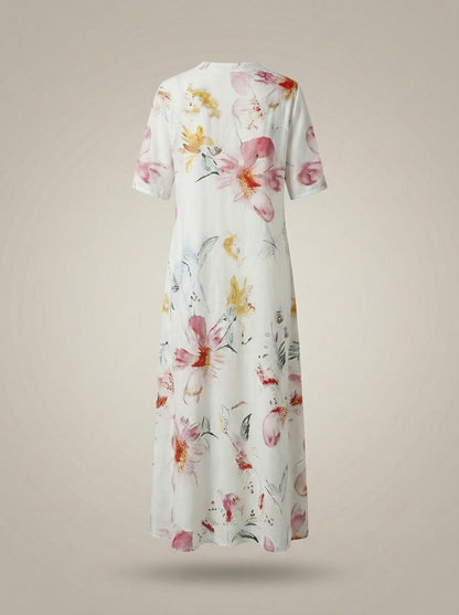 Jurk Dames Bloemenprint | Midi Jurk met V-hals