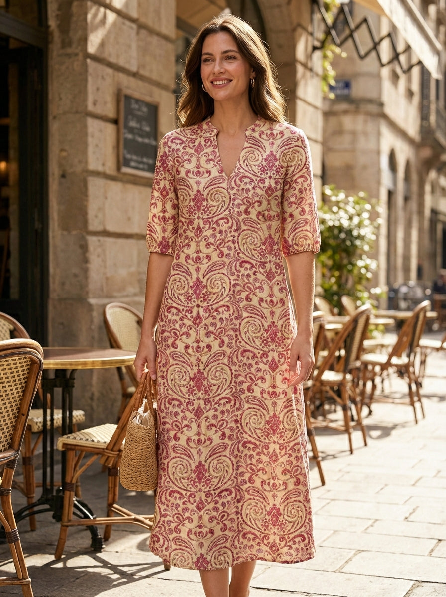 Jurk Dames Bloemenprint | Midi Jurk met V-hals