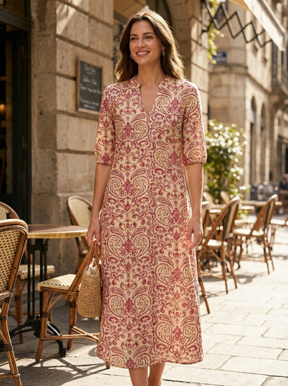 Jurk Dames Bloemenprint | Midi Jurk met V-hals