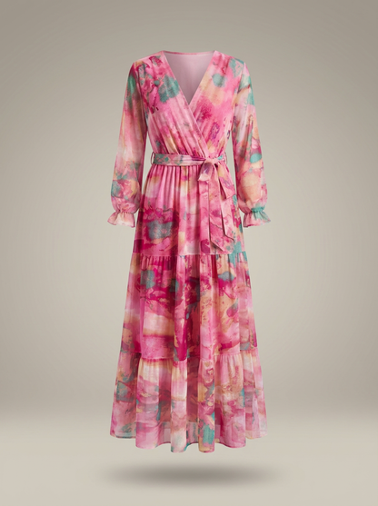 Bruiloftsgast Jurk Dames | Maxi met Bloemenprint en Strikceintuur