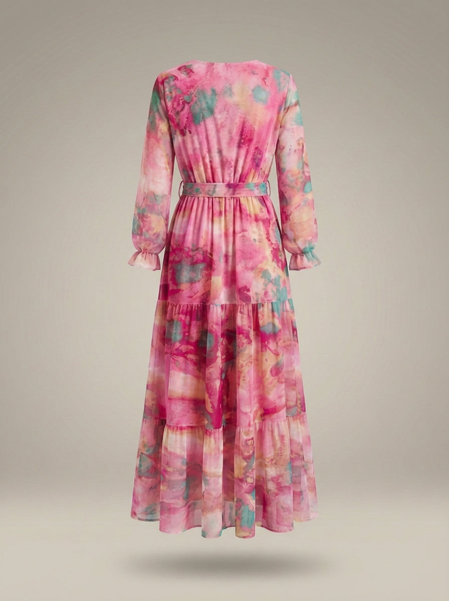 Bruiloftsgast Jurk Dames | Maxi met Bloemenprint en Strikceintuur
