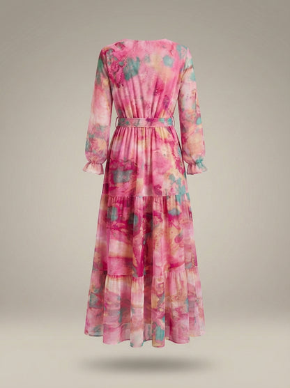 Bruiloftsgast Jurk Dames | Maxi met Bloemenprint en Strikceintuur