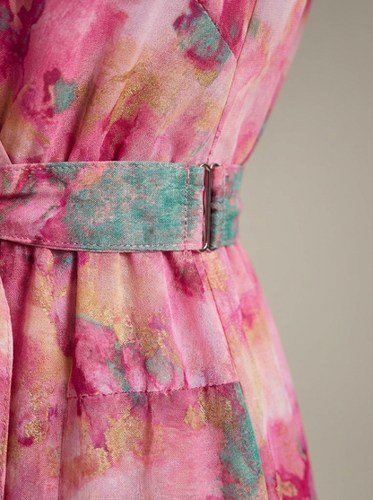 Bruiloftsgast Jurk Dames | Maxi met Bloemenprint en Strikceintuur