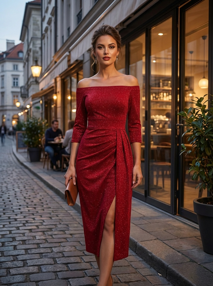 Galajurk Dames Midi | Off-Shoulder met Split