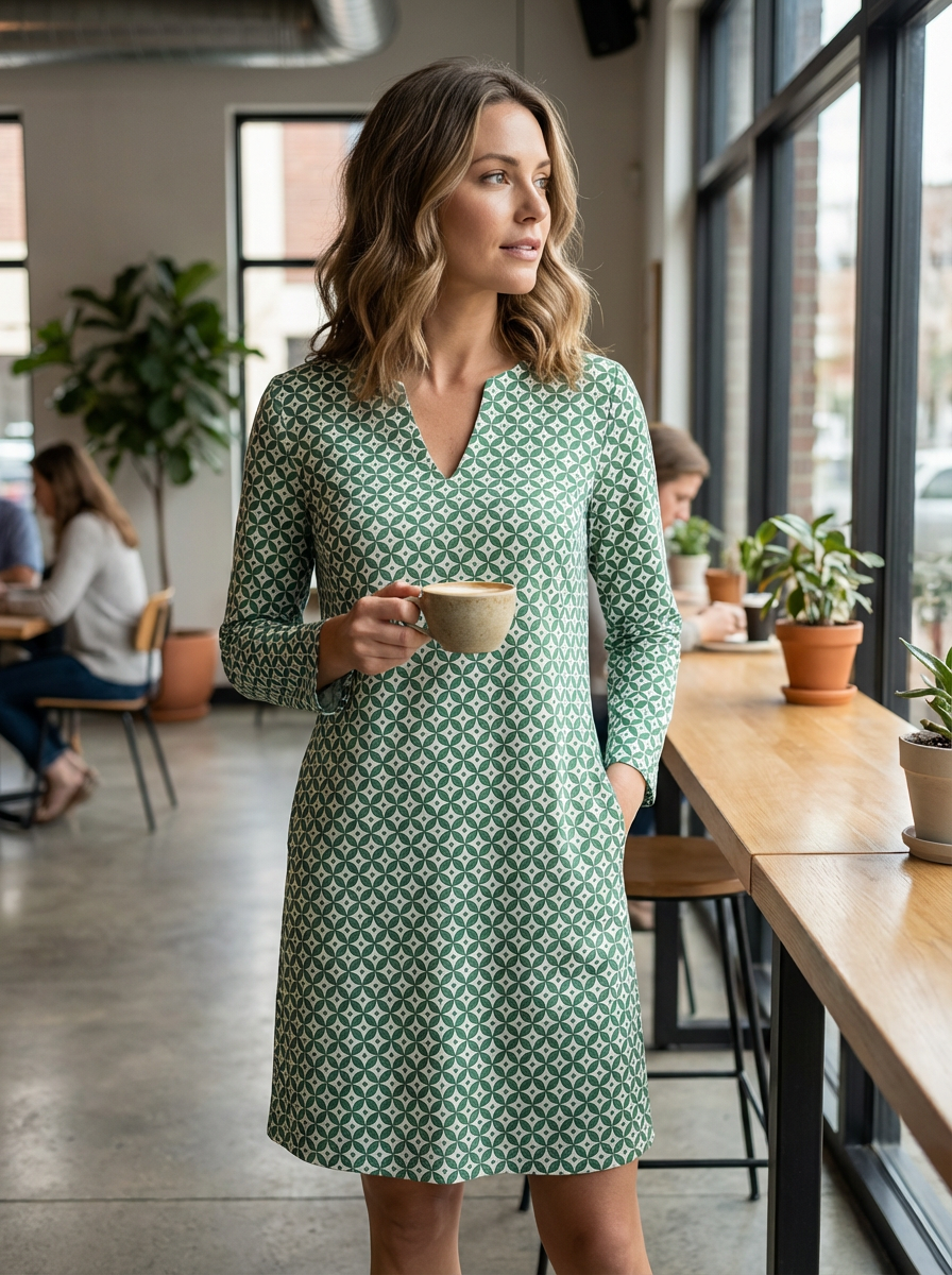 Jurk Dames Met Print | Knielengte en V-hals