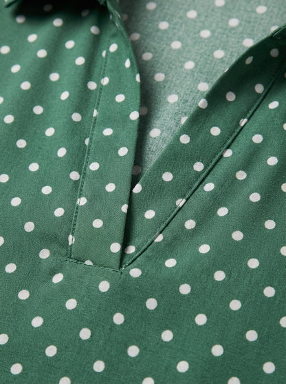 Overhemdjurk Dames | Korte Mouw met Stippenprint