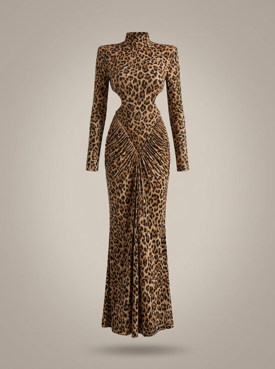 Women's Maxi Dress | Leopard Print with Open Side