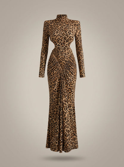 Women's Maxi Dress | Leopard Print with Open Side