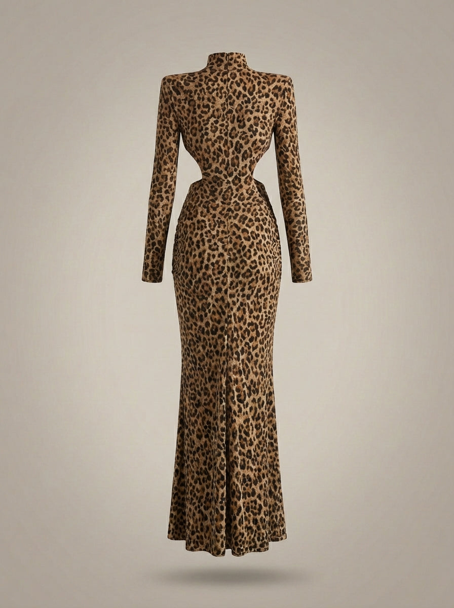 Women's Maxi Dress | Leopard Print with Open Side