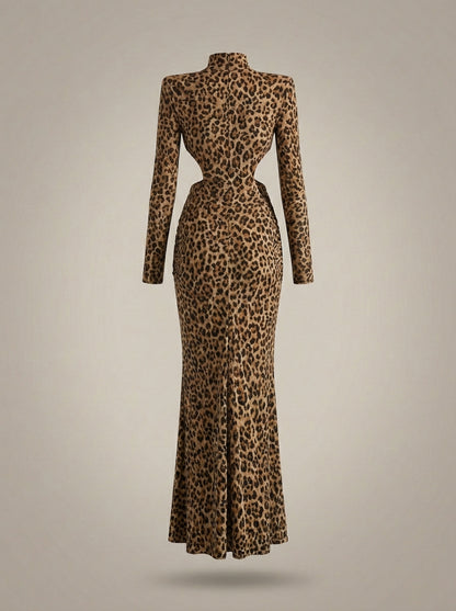 Women's Maxi Dress | Leopard Print with Open Side