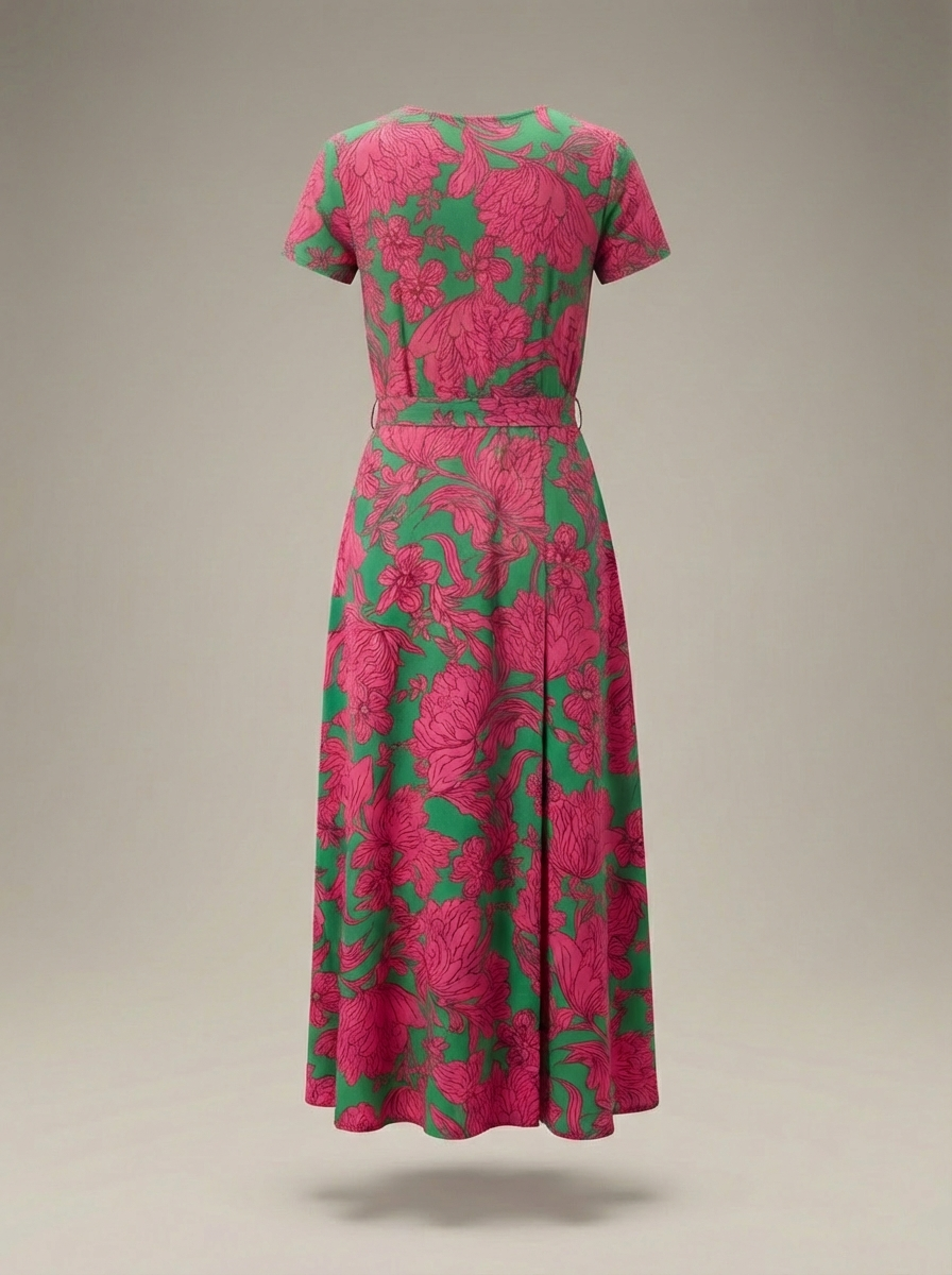 Jurk Dames Bloemenprint | V-hals Midi met Split