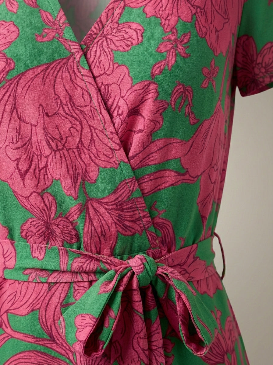 Jurk Dames Bloemenprint | V-hals Midi met Split