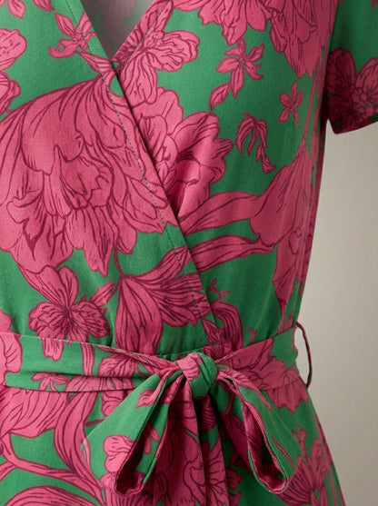 Jurk Dames Bloemenprint | V-hals Midi met Split