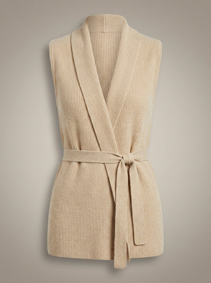 Dames Gilet Mouwloos | Gebreid met Strikceintuur